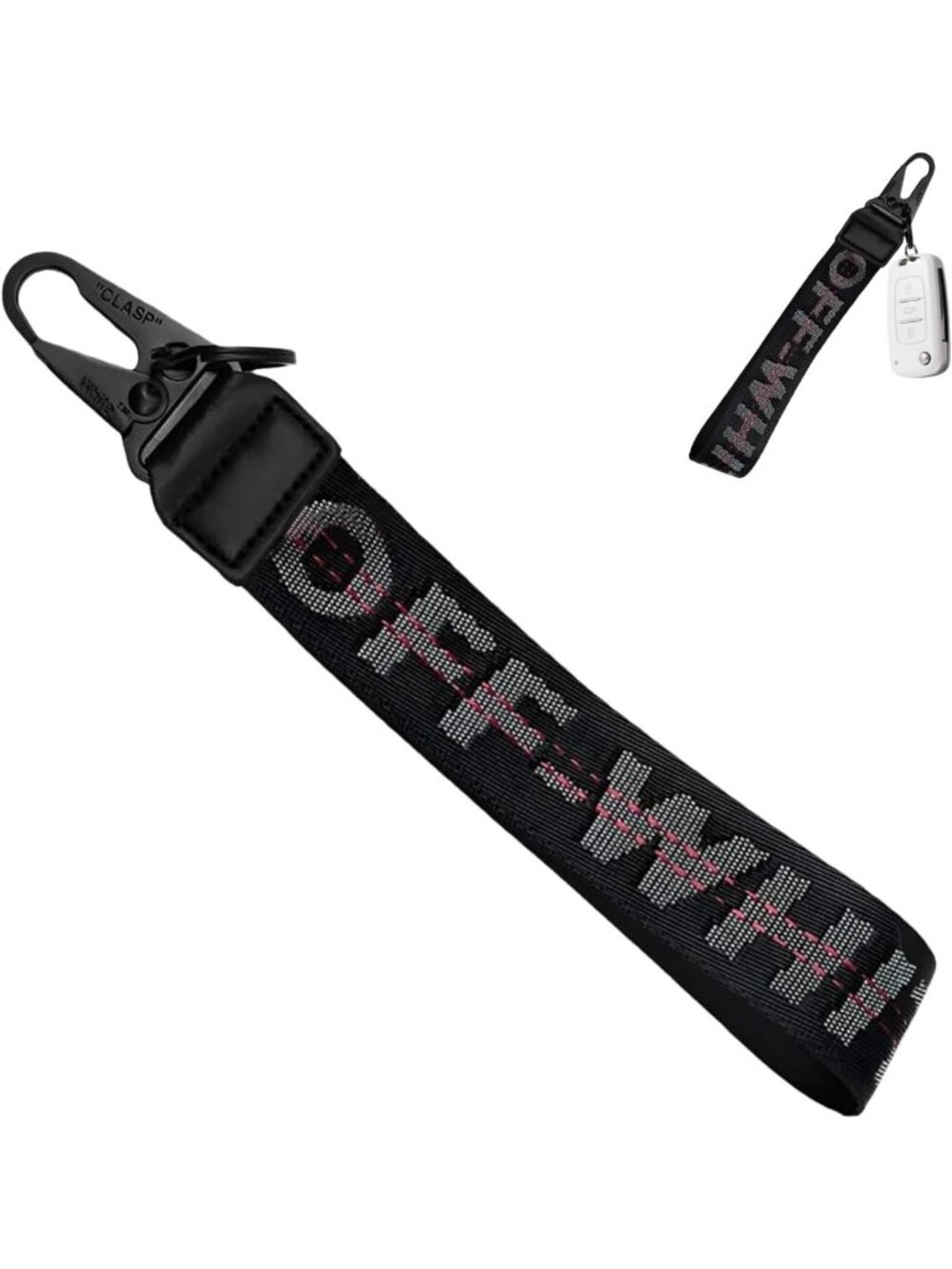 Trendy Webbing Keychain Wrist Strap, Car Key Accessories & Letter Pendant Charm